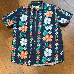 Oliver & Burke Tropical Print Size Large Button Down Short Sleeve Polo